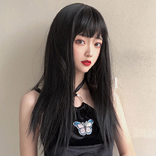 成人or娃娃裝扮假髮 ‧ 齊瀏海 - 長直髮 / 黑色