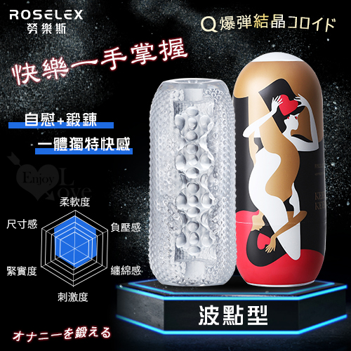 ROSELEX 勞樂斯‧ 快樂一手掌握 凸粒包覆刺激Q彈水晶膠體自慰套﹝波點型﹞【2000元滿額貴賓禮】